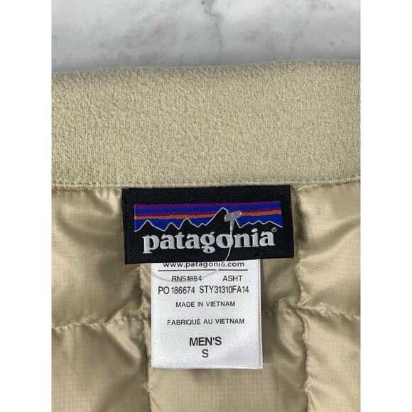 PATAGONIA Hybrid Down Vest Men Small Ash Tan Duck Puffer Pockets 31310 EUC - Picture 4 of 5
